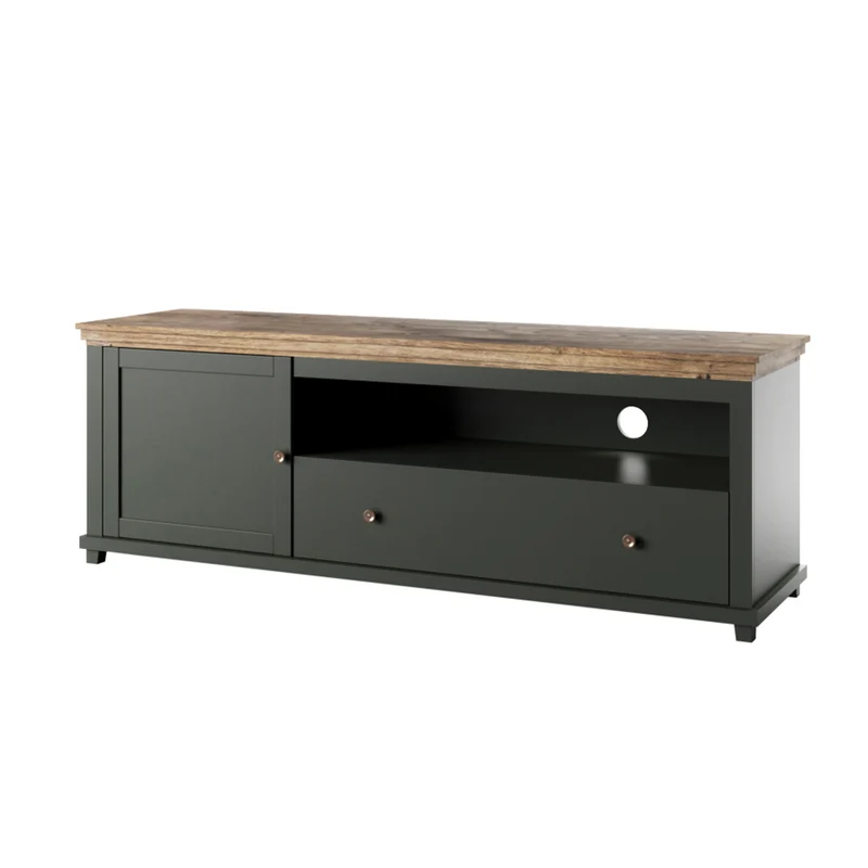Meuble TV 1 porte 1 tiroir 181 cm Martin Vert et Bois