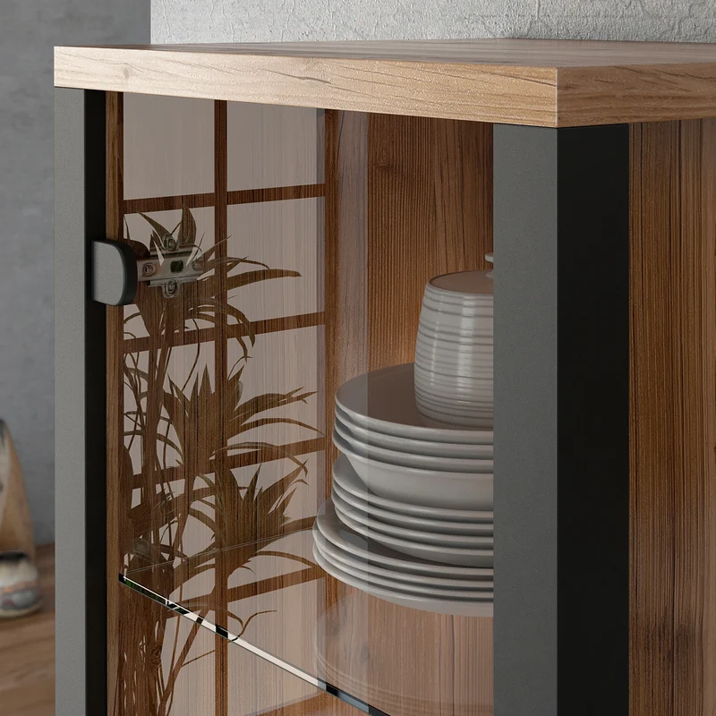 Vitrine 2 portes Lyam Bois et Noir