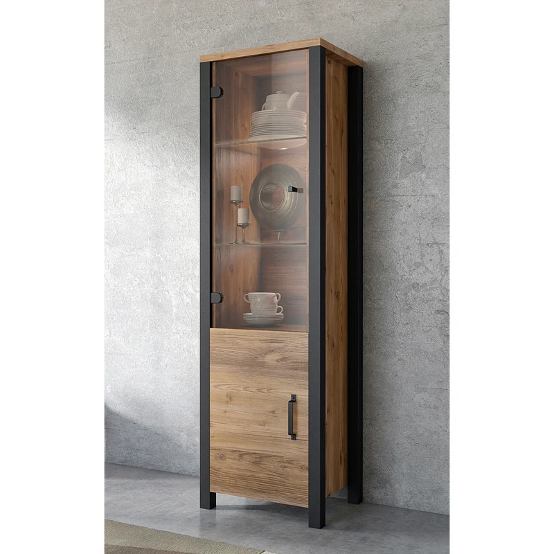 Vitrine 2 portes Lyam Bois et Noir