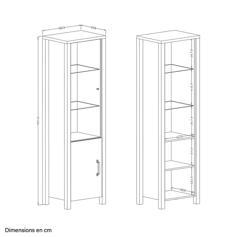 Vitrine 2 portes Lyam Bois et Noir