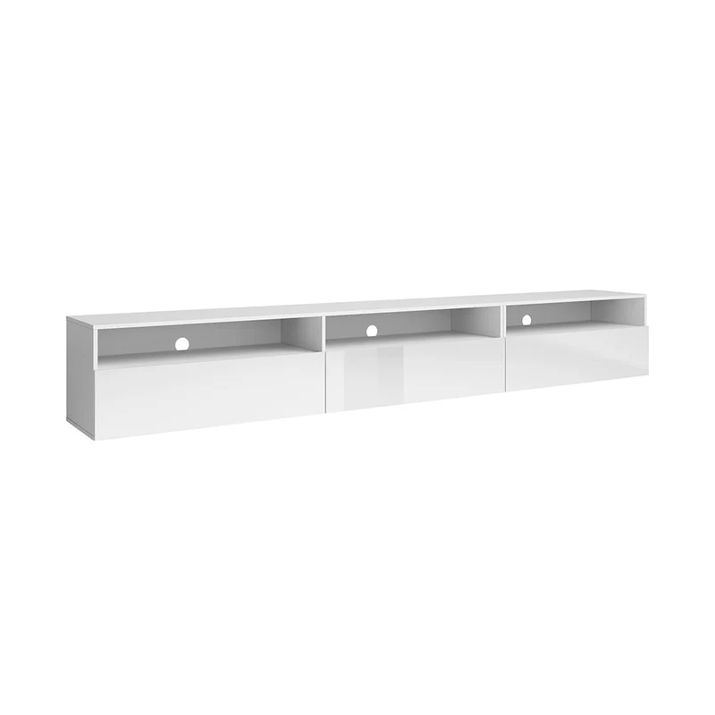 Meuble TV sur pied ou mural 1 tiroir 270 cm Sloan Blanc
