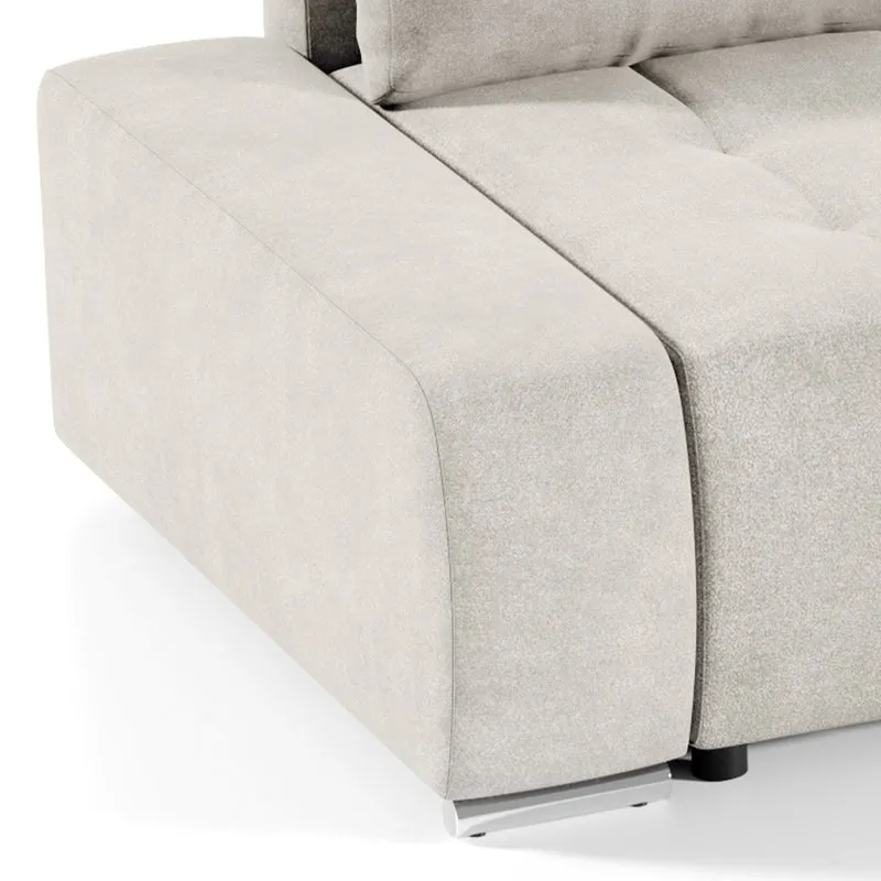 Canapé d'angle convertible droit 4 places avec coffre Jonas Crème