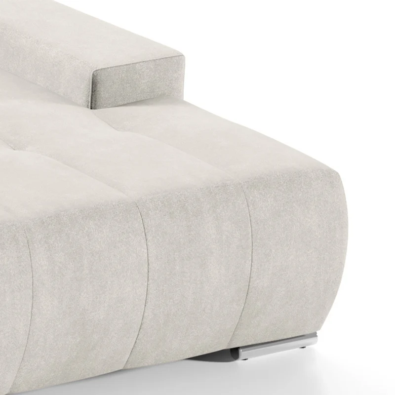 Canapé d'angle convertible droit 4 places avec coffre Jonas Crème