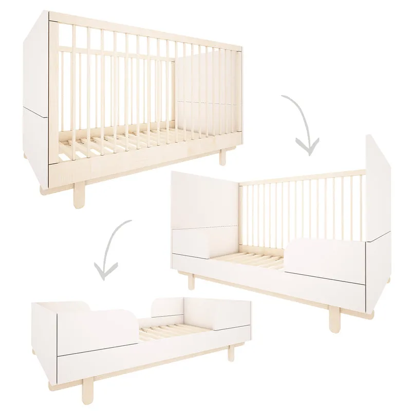 Lit évolutif 70x140 et commode 3 tiroirs Wood Luck Romy - Blanc