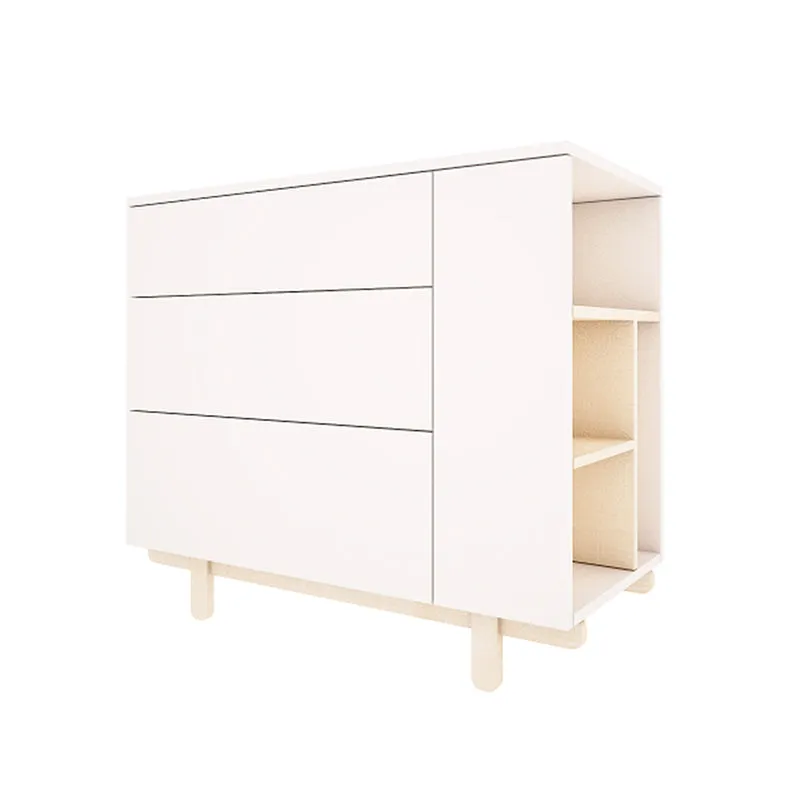 Commode 3 tiroirs et armoire 2 portes Wood Luck Romy - Blanc
