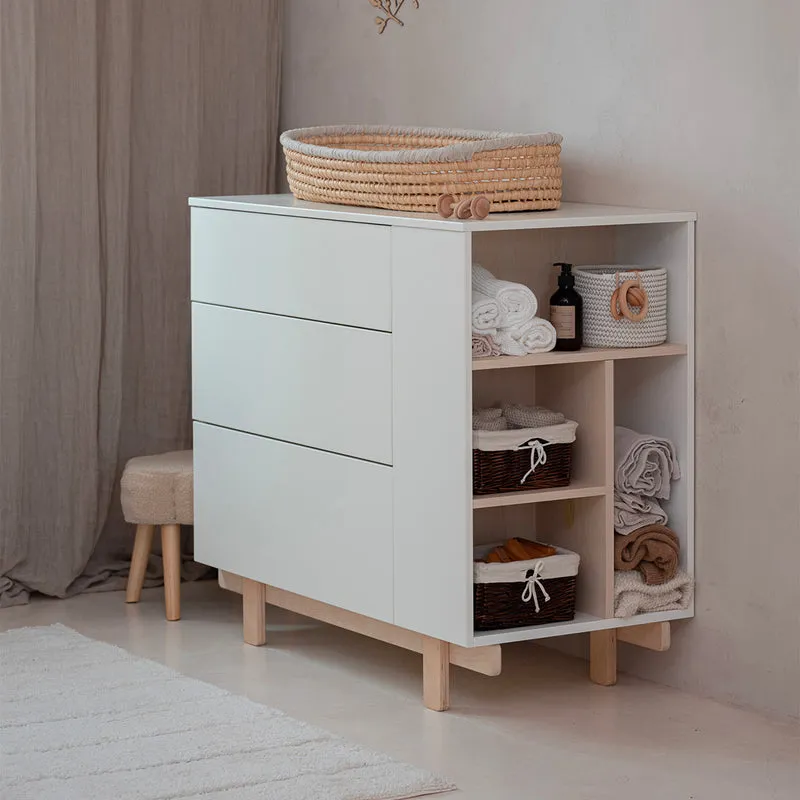 Commode 3 tiroirs Wood Luck Romy - Blanc