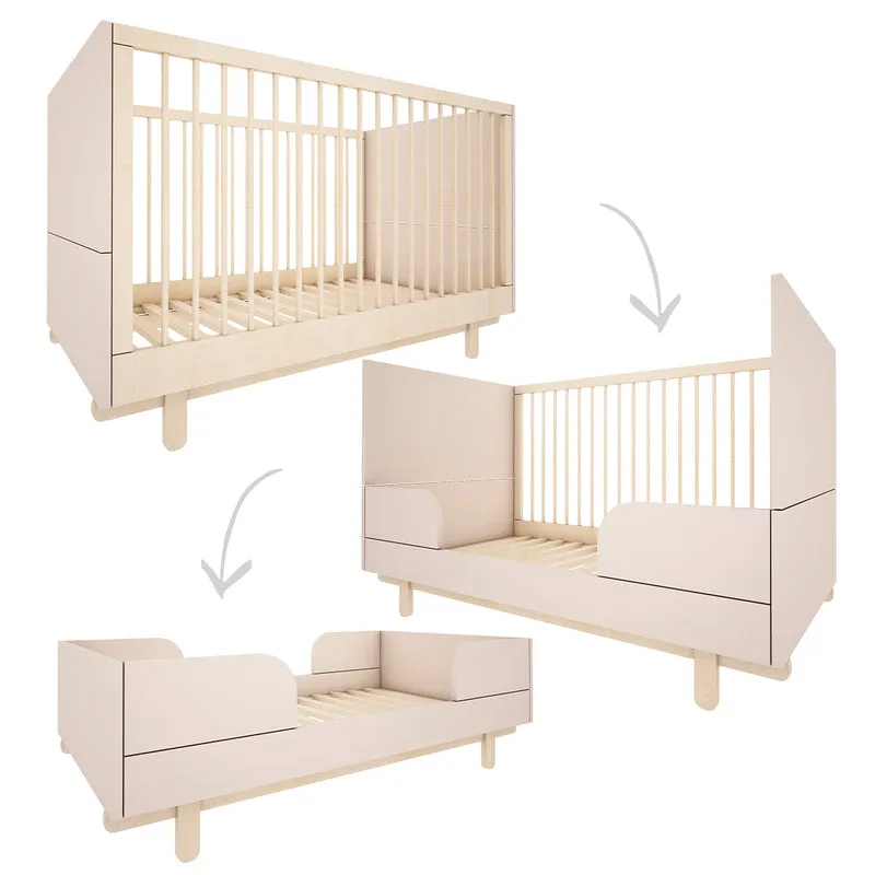Lit évolutif 70x140 et commode 3 tiroirs Wood Luck Romy - Cachemire