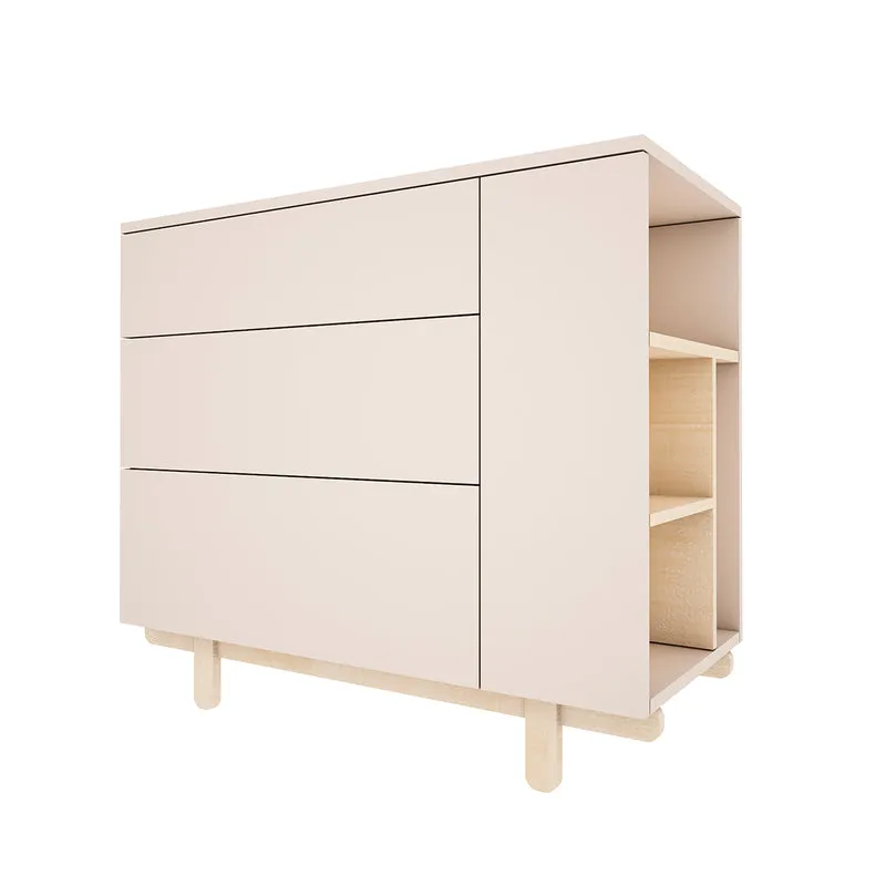 Commode 3 tiroirs et armoire 2 portes Wood Luck Romy - Cachemire