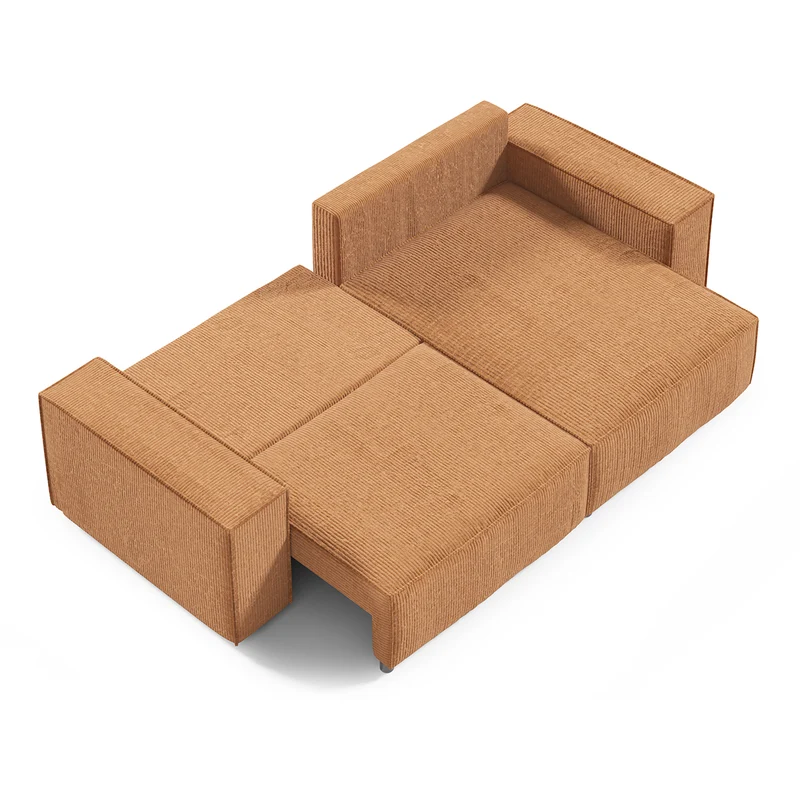 Canapé d'angle réversible et convertible 3 places avec coffre Isaac Mini velours côtelé Jaune