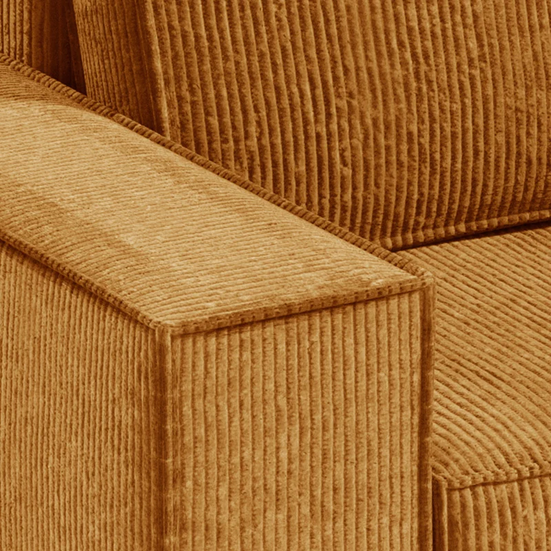 Canapé d'angle réversible et convertible 3 places avec coffre Isaac Mini velours côtelé Jaune