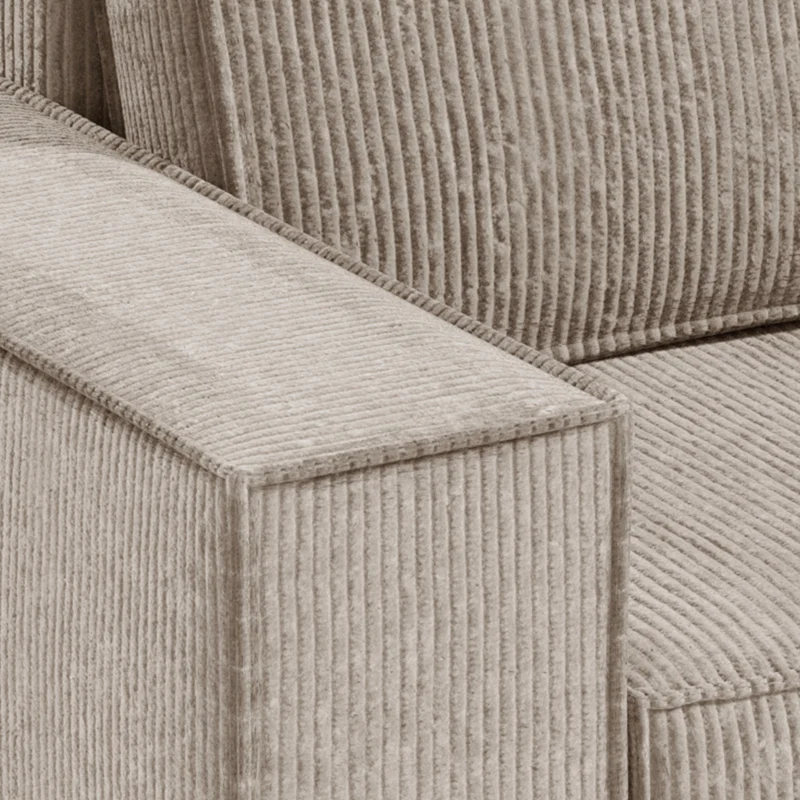 Canapé d'angle réversible et convertible 3 places avec coffre Isaac Mini velours côtelé Taupe