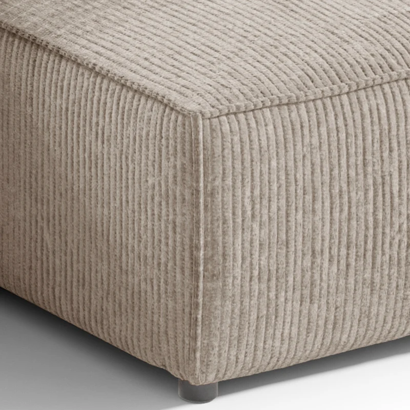 Canapé d'angle réversible et convertible 3 places avec coffre Isaac Mini velours côtelé Taupe