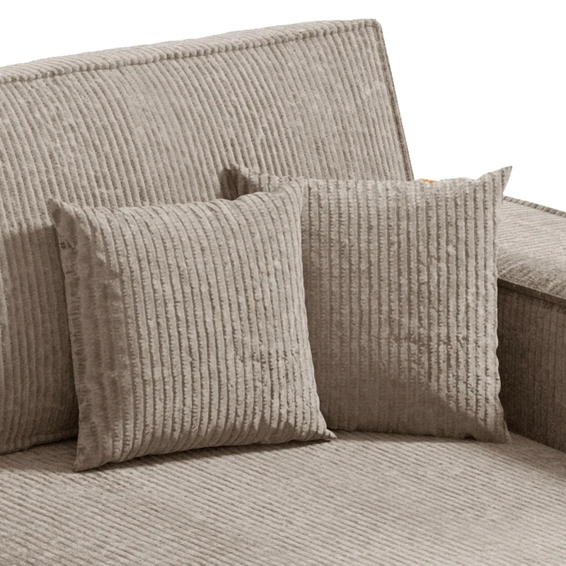 Canapé d'angle réversible et convertible 3 places avec coffre Isaac Mini velours côtelé Taupe