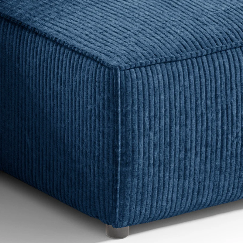 Canapé d'angle réversible et convertible 3 places avec coffre Isaac Mini velours côtelé Bleu