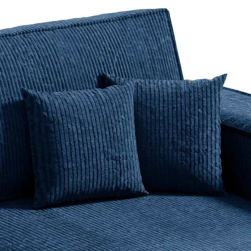 Canapé d'angle réversible et convertible 3 places avec coffre Isaac Mini velours côtelé Bleu