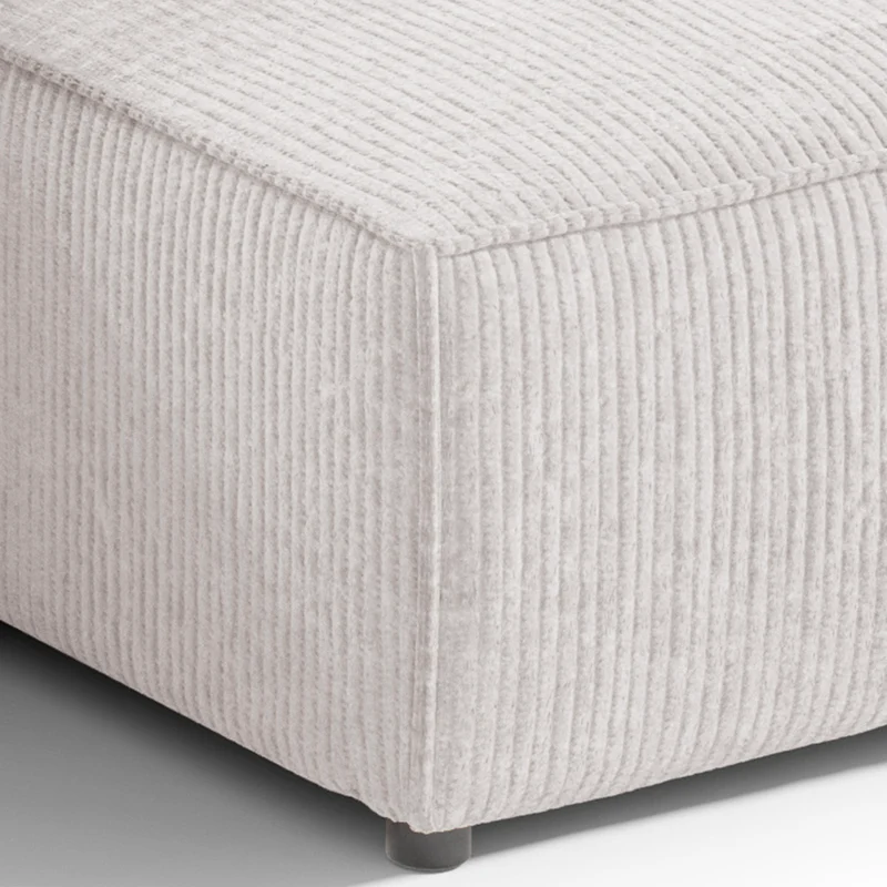 Canapé d'angle réversible et convertible 3 places avec coffre Isaac Mini velours côtelé Blanc cassé