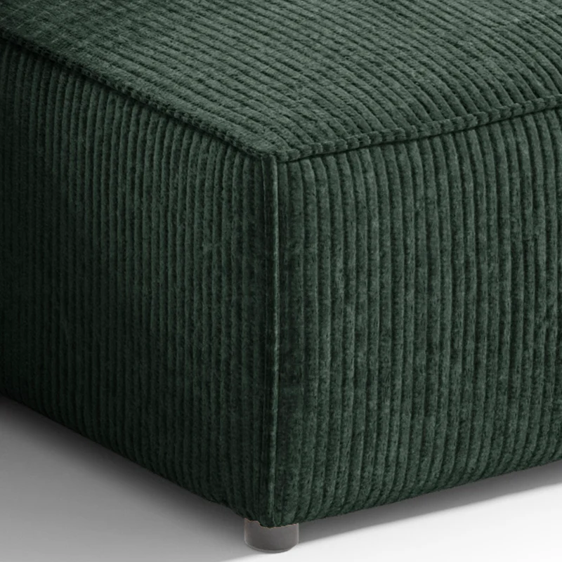 Canapé d'angle réversible et convertible 3 places avec coffre Isaac Mini velours côtelé Vert sapin