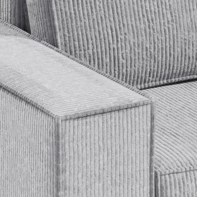 Canapé d'angle réversible et convertible 3 places avec coffre Isaac Mini velours côtelé Gris clair