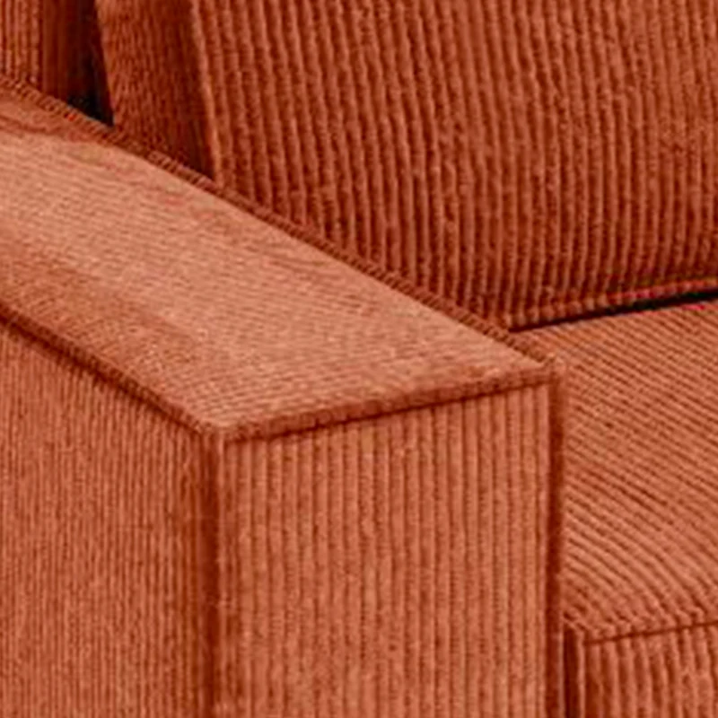 Canapé d'angle réversible et convertible 3 places avec coffre Isaac Mini velours côtelé Orange brique