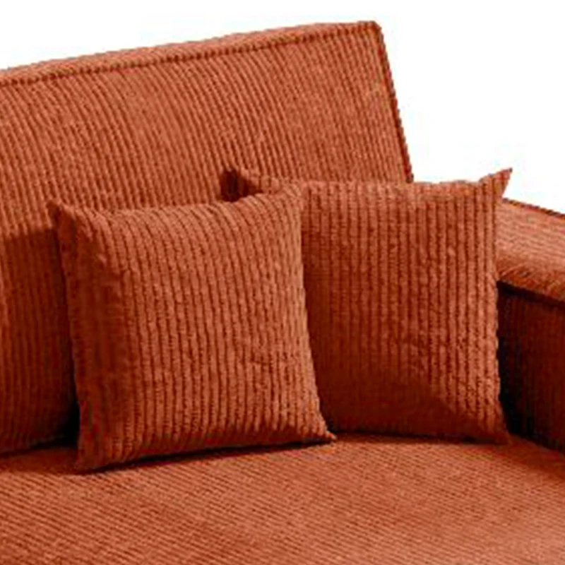 Canapé d'angle réversible et convertible 3 places avec coffre Isaac Mini velours côtelé Orange brique