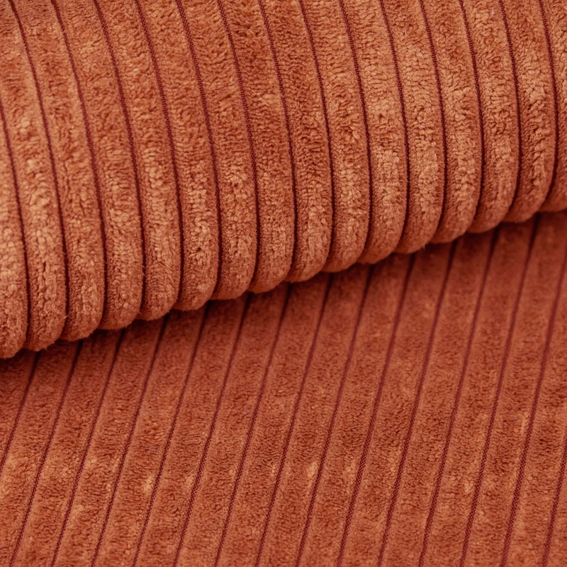 Canapé d'angle réversible et convertible 3 places avec coffre Isaac Mini velours côtelé Orange brique