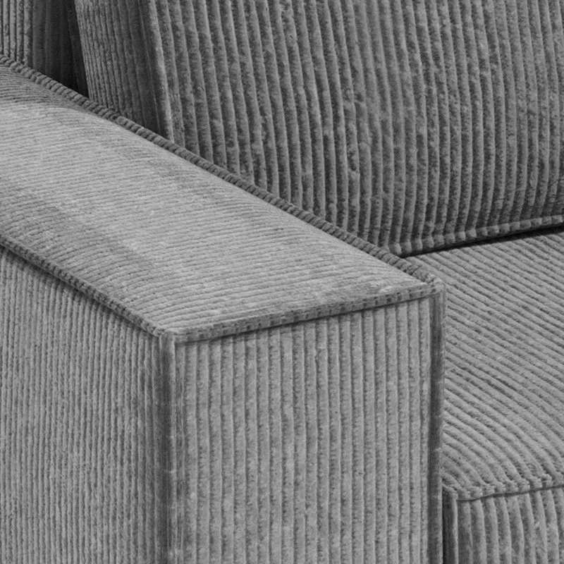 Canapé d'angle réversible et convertible 3 places avec coffre Isaac Mini velours côtelé Gris