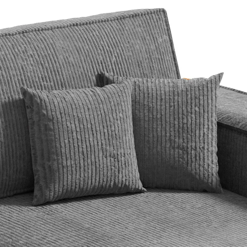 Canapé d'angle réversible et convertible 3 places avec coffre Isaac Mini velours côtelé Gris