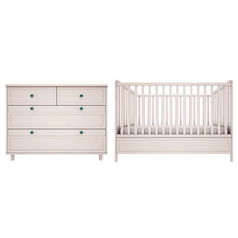 Lit évolutif 70x140 et commode 4 tiroirs Wood Luck Gabriel - Cachemire