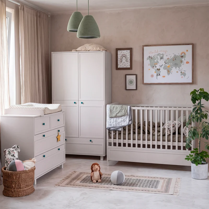 Commode 4 tiroirs et armoire 2 portes Wood Luck Gabriel - Cachemire