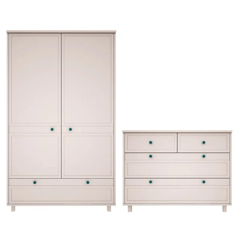 Commode 4 tiroirs et armoire 2 portes Wood Luck Gabriel - Cachemire