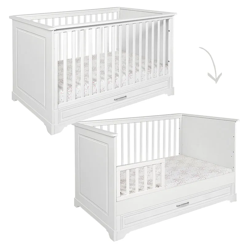 Lit évolutif 70x140 et commode 3 tiroirs Novelies Melody Blanc