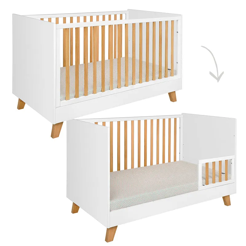 Lit évolutif 70x140 et commode 3 tiroirs Novelies Zara Blanc