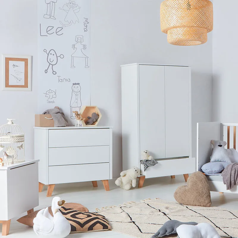Commode 3 tiroirs et armoire 2 portes Novelies Zara Blanc