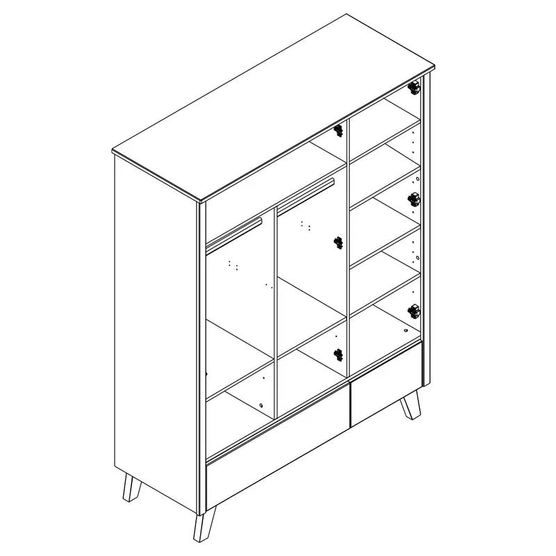 Armoire 3 portes 2 tiroirs Novelies Zara Gris