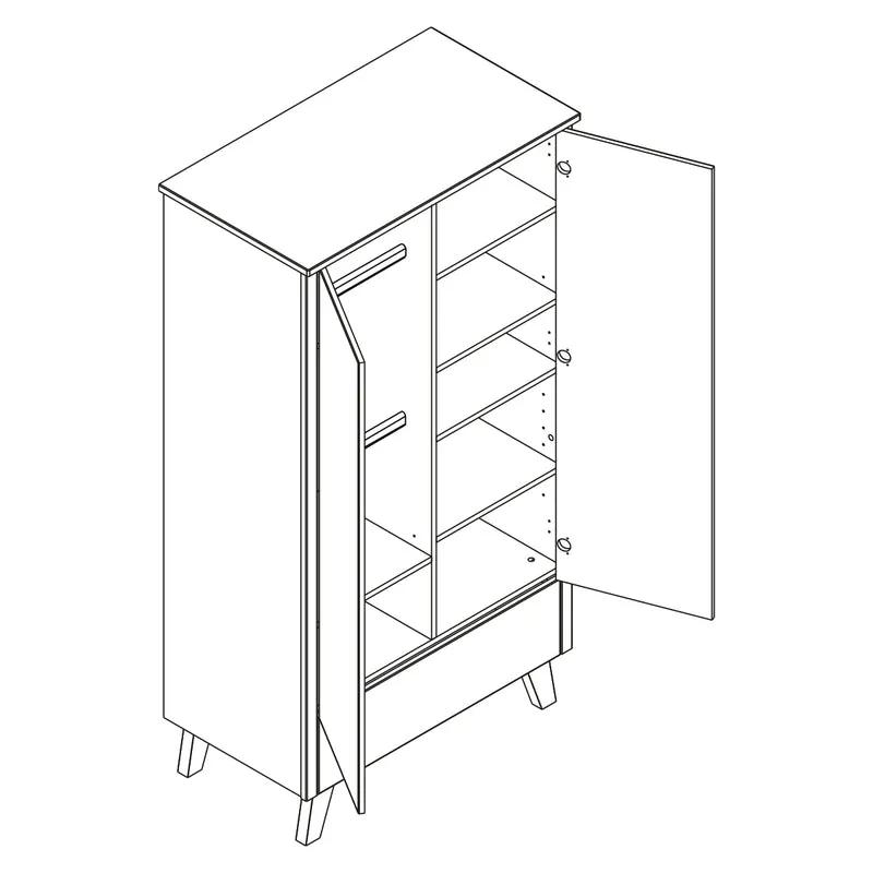 Armoire 2 portes 1 tiroir Novelies Zara Gris