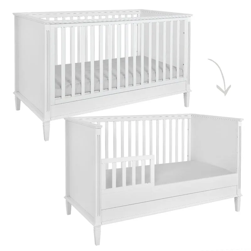 Lit évolutif 70x140 et commode 3 tiroirs Novelies Bianka Blanc