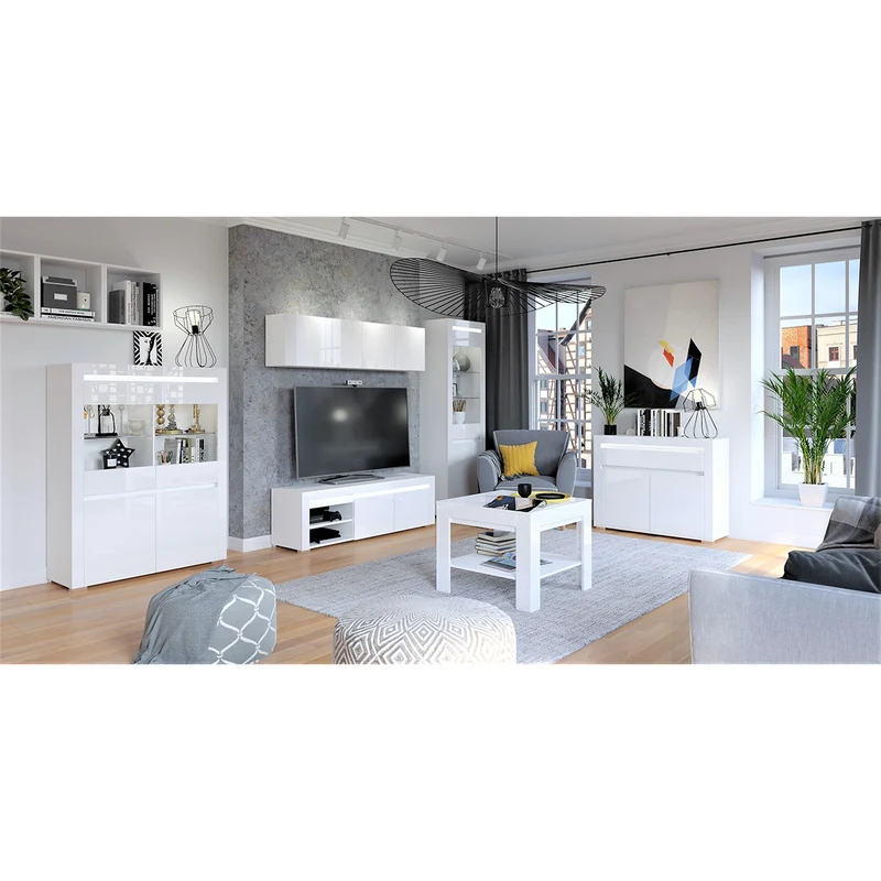 Bibliothèque 1 porte LED inclus Kasla Blanc