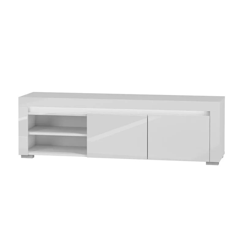 Meuble TV 2 portes 152 cm LED inclus Kasla Blanc