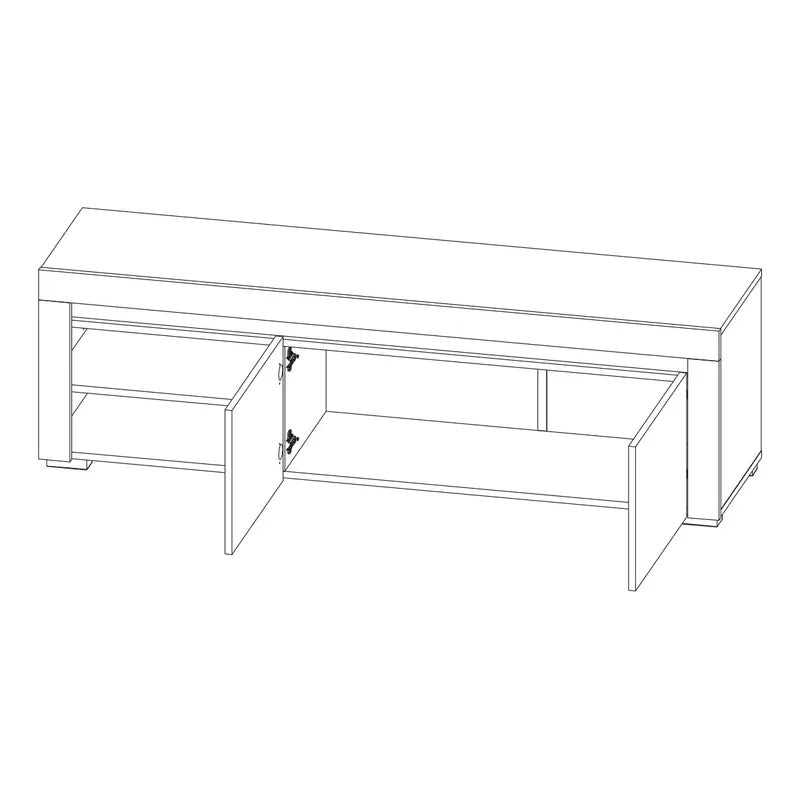 Meuble TV 2 portes 152 cm LED inclus Kasla Blanc