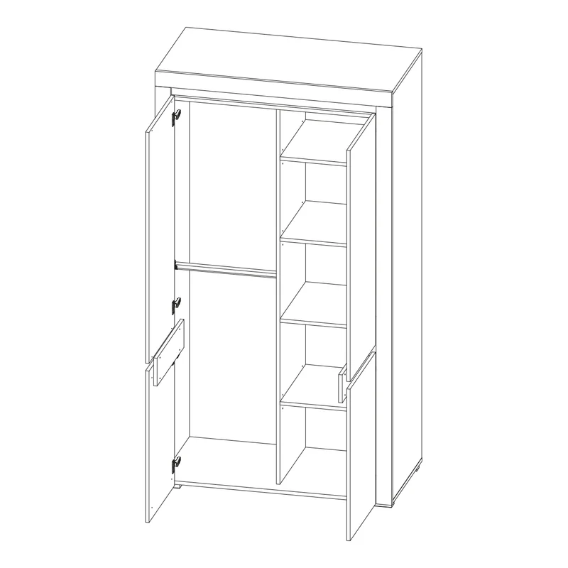 Armoire 2 portes LED inclus Kasla Bois et Anthracite