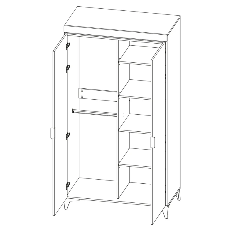 Armoire 2 portes LED inclus Ruben Blanc