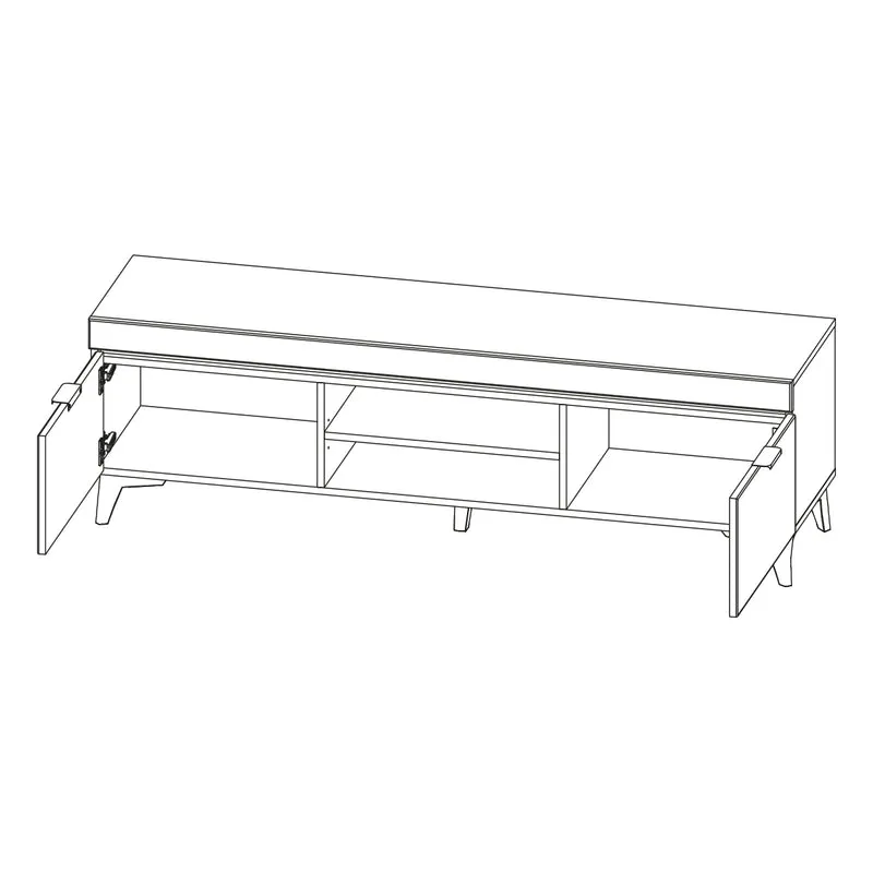 Meuble TV 2 portes 157 cm LED inclus Ruben Blanc