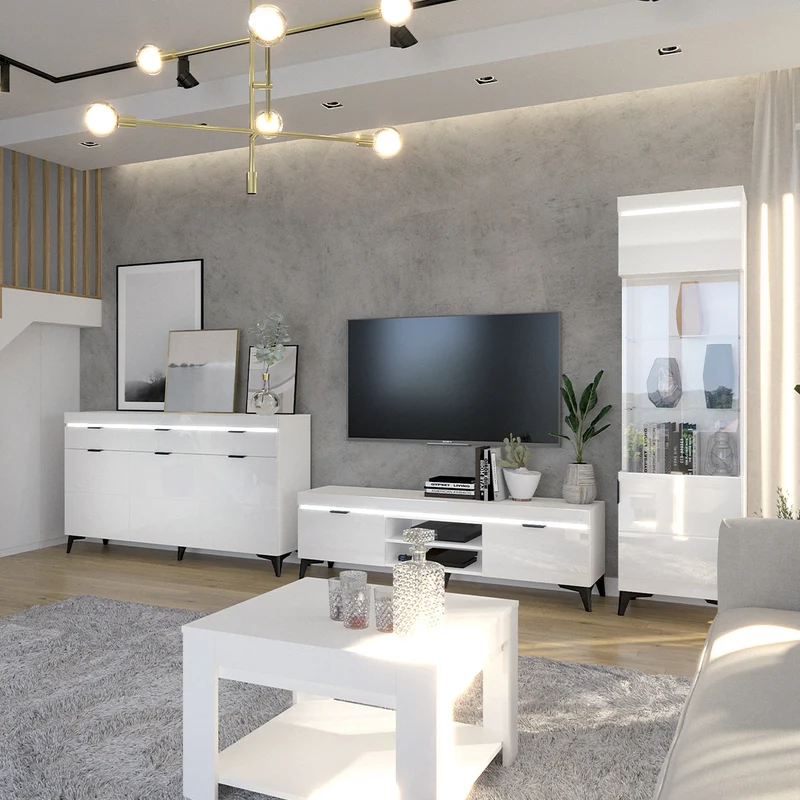 Vitrine 1 porte LED inclus Ruben Blanc