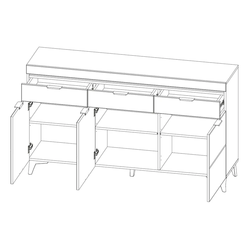 Buffet 3 portes 3 tiroirs LED inclus Ruben Bois