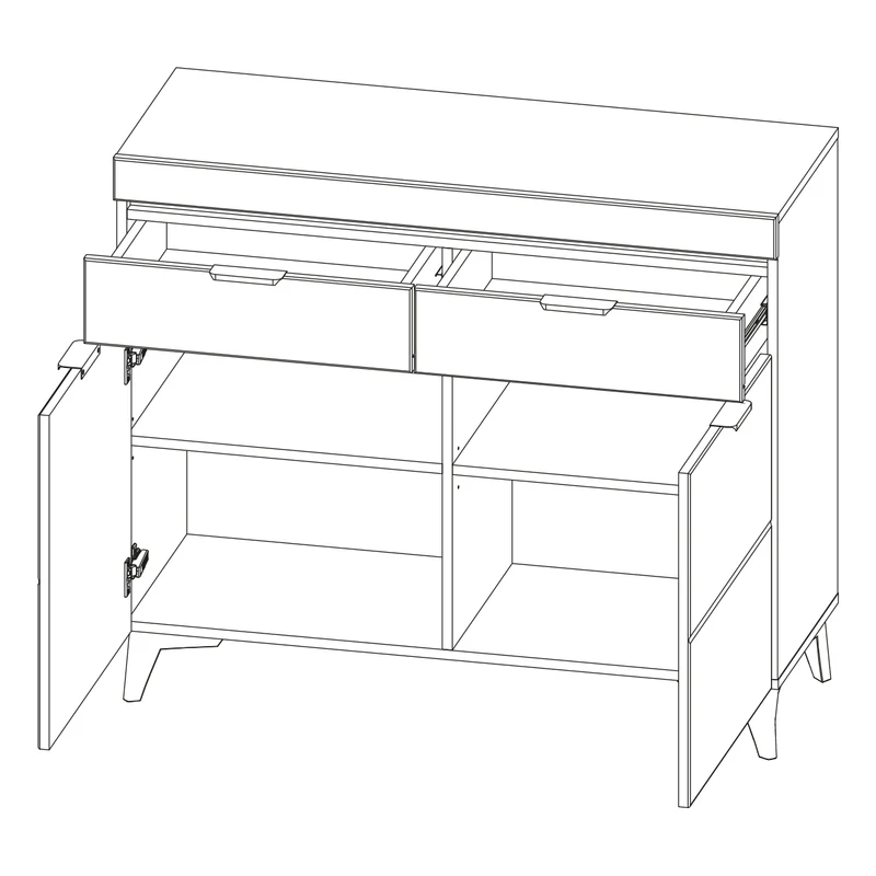 Buffet 2 portes 2 tiroirs LED inclus Ruben Bois