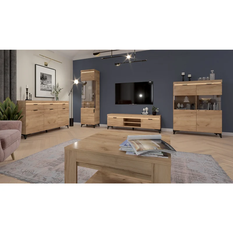 Vitrine 1 porte LED inclus Ruben Bois