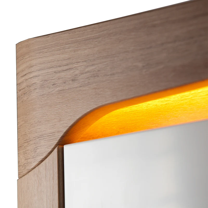 Armoire 2 portes LED inclus Teo Blanc et Bois