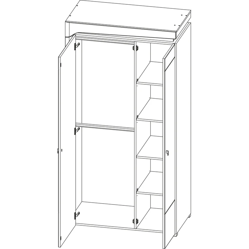 Armoire 2 portes LED inclus Teo Blanc et Bois