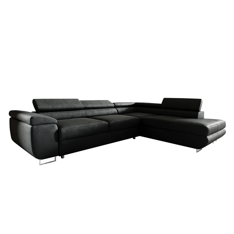 Canapé d'angle convertible droite 4 places Lyam Noir