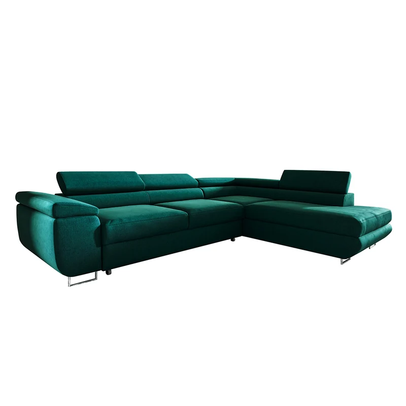 Canapé d'angle convertible droite 4 places Lyam Vert sapin